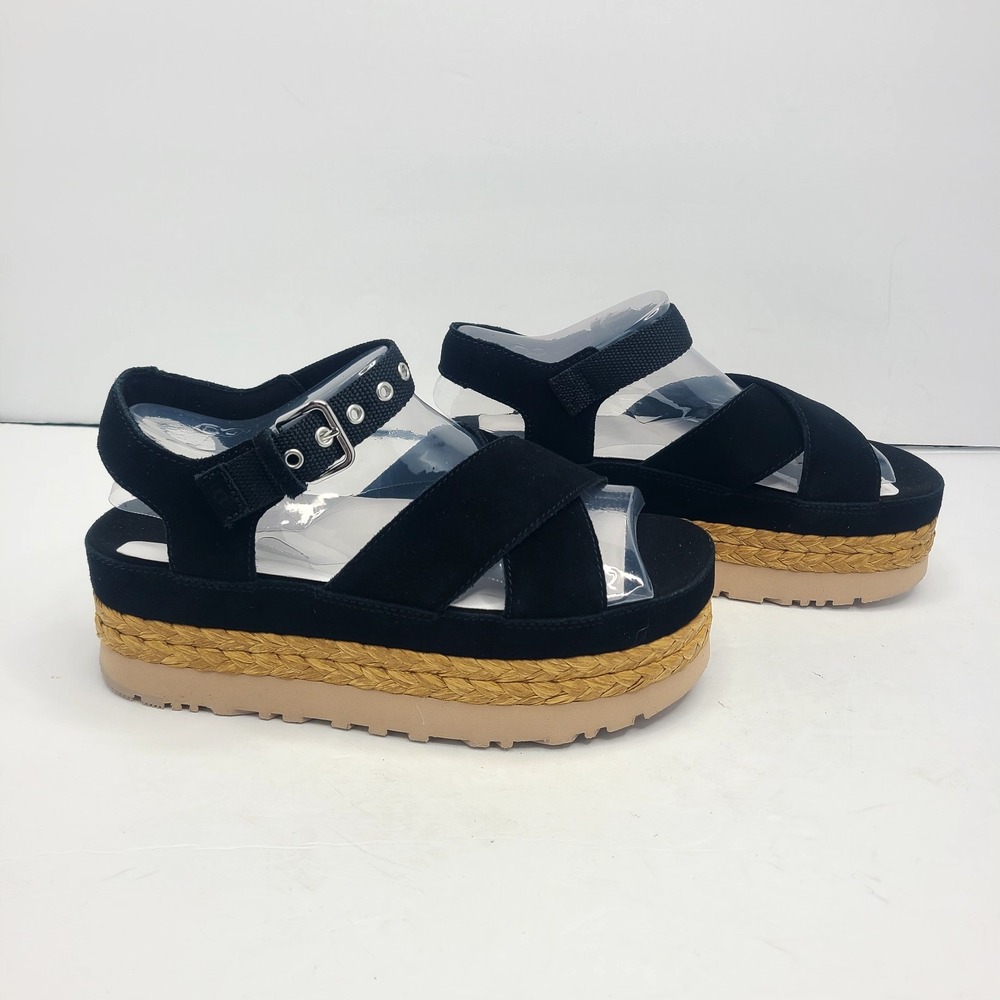 UGG Aubrey 2" Platform Sandal Strap Black Suede US 8 EU‎ 39 - Picture 3 of 9
